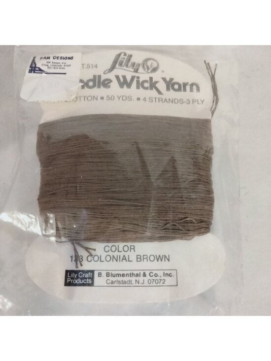 Lily Other - Lily Candle Wick Yarn  Colonial Brown 133 50 Yards Cotton 4 Strands 3 Ply Craft